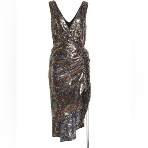 Ramy Brook Eden Printed Metallic Silk Blend Dress size S - Picture 1 of 10